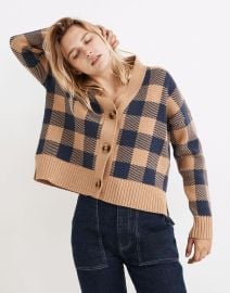 Bayberry Cardigan Sweater in Buffalo Check at Madewell